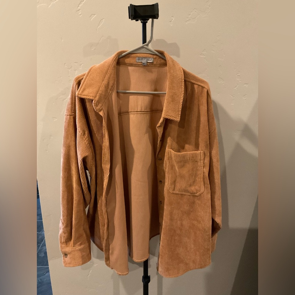 Corduroy Button-Up Shirt in Tan